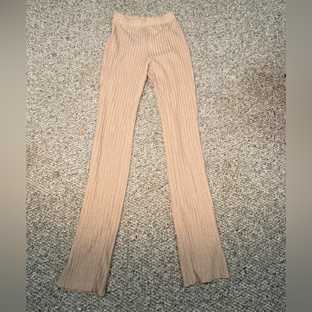 Ribbed Knit Tan Pants